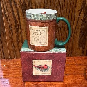 Cardinal Accent Ceramic Mug with Green Handle